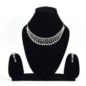 Tone Waterfall Fringe Necklace and Dangle Earring Set | Brilliant Rhinestone Bib