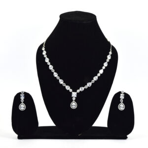 Delicate Mint Green & White Floral Chain Necklace Set | Pastel CZ Flower Motif