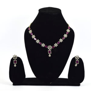 Sparkling Silver-Tone Mint Green Leaf Necklace Set with Pearl Dangles