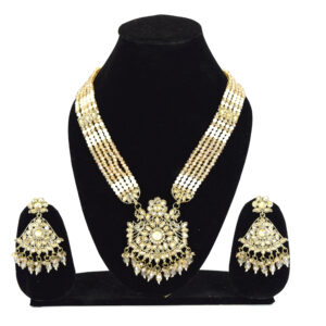 Multi-Layer Pearl Choker with Rani Pink Mosaic Pendant