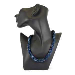 Luxurious Multi-Strand Pearl Choker with Rani Pink Mosaic Pendant and Matching Studs